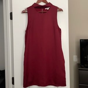 Satin shift dress.